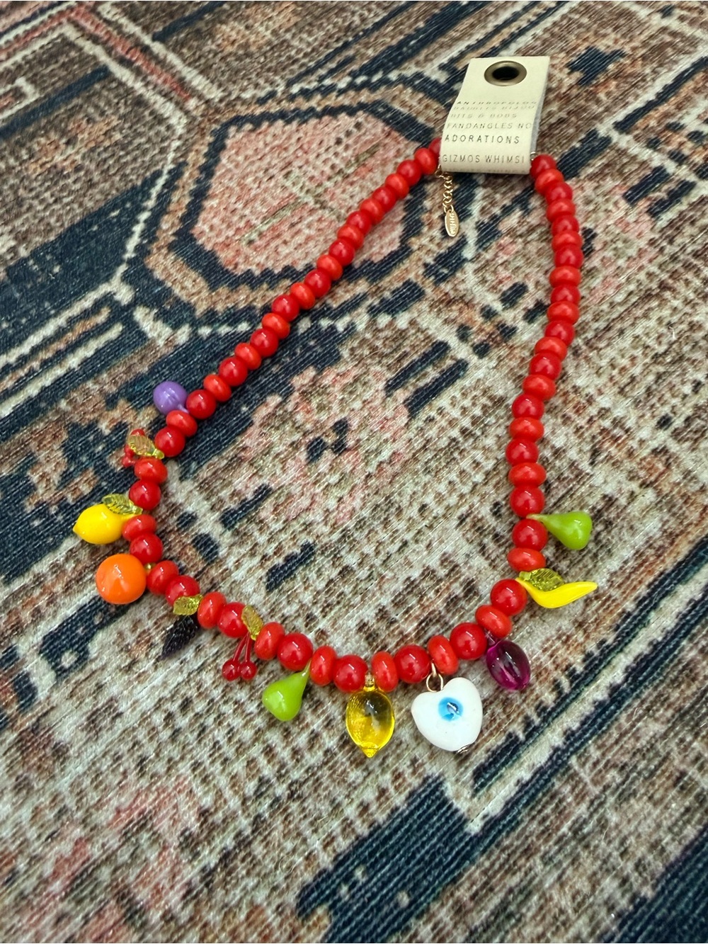 Anthropologie Beaded Fruit Icon Charm Necklace NWT - Picture 6 of 6